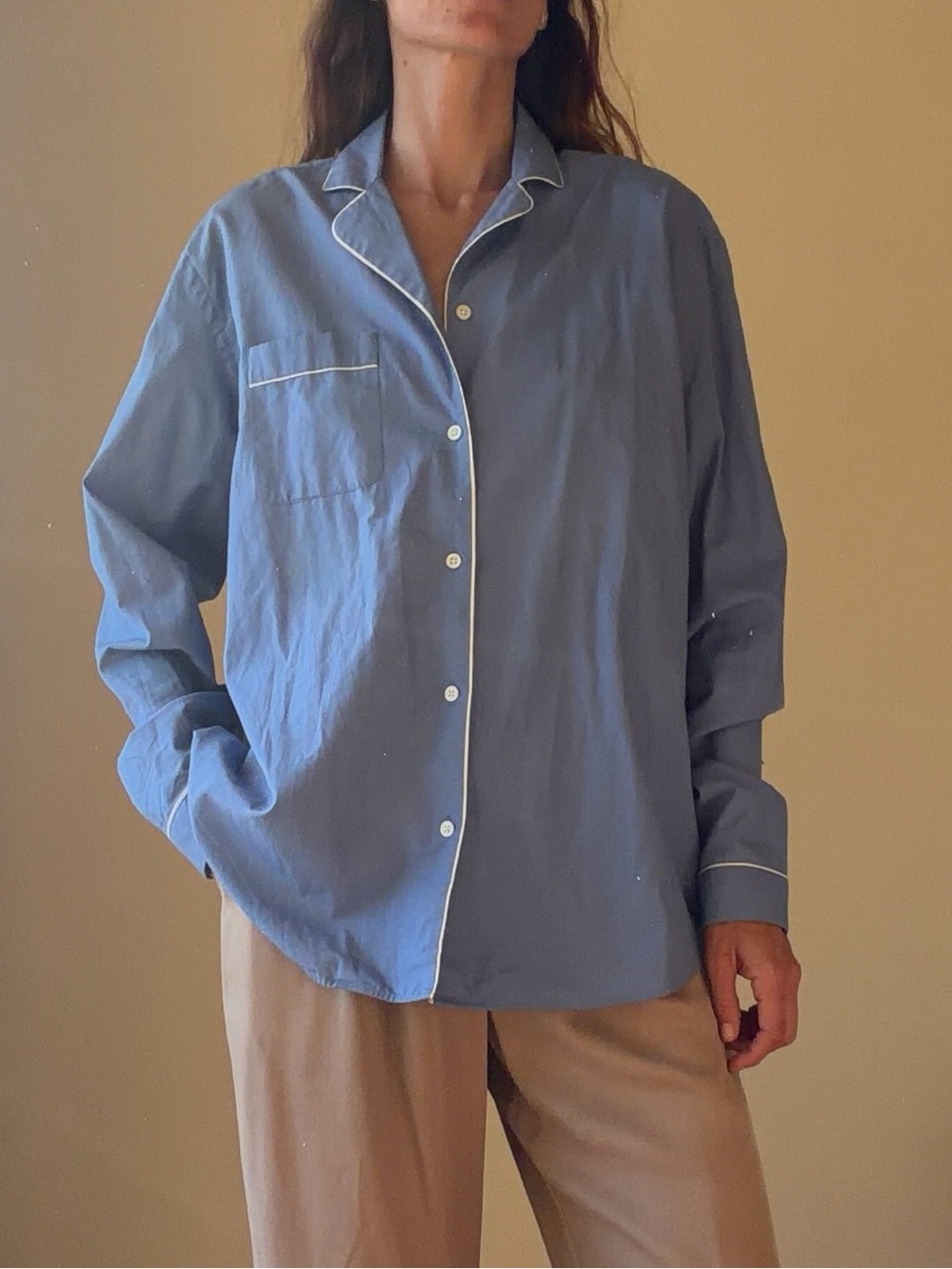 Acne blue button-down shirt with white piping COLECTOR PIECE